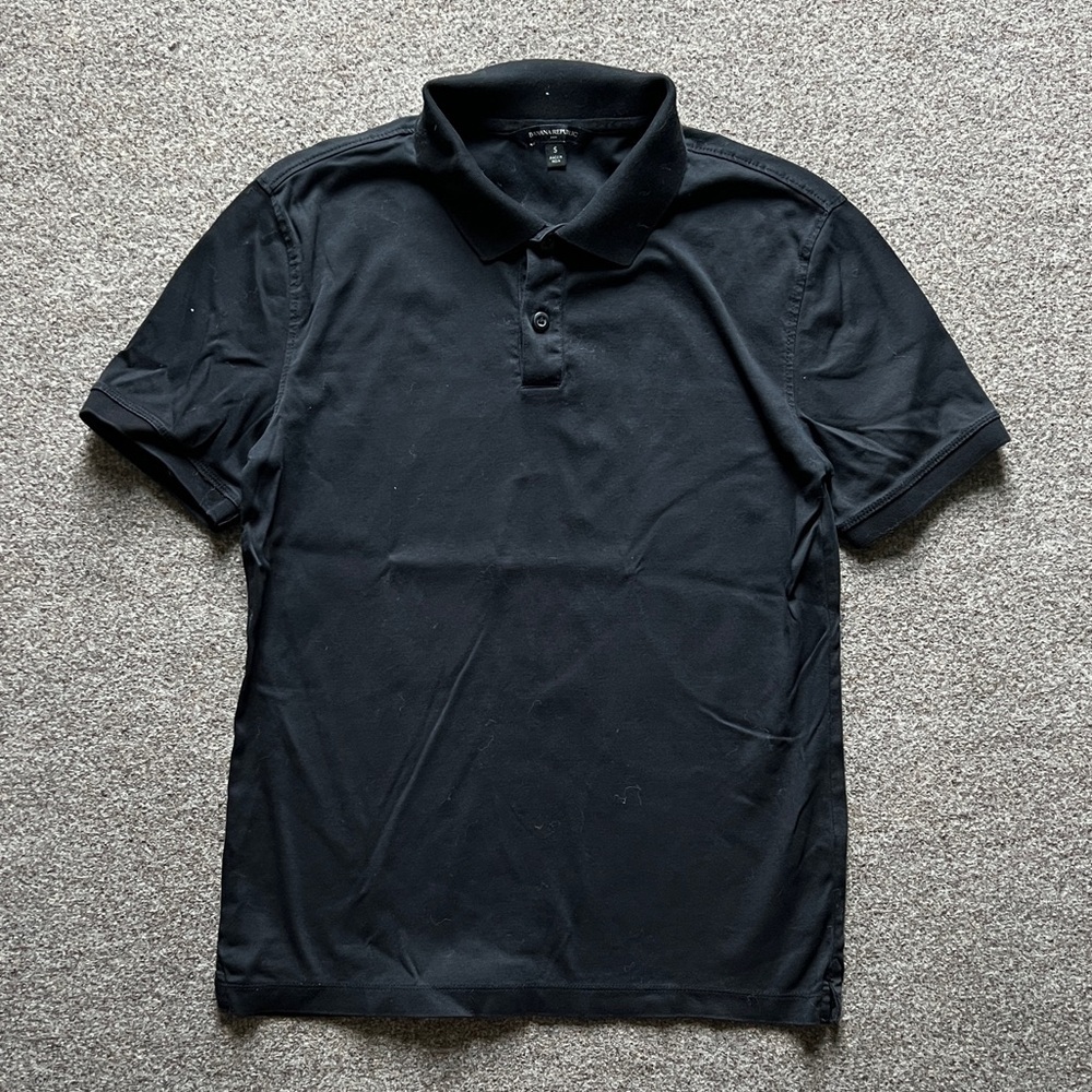 Banana Republic Black Short Sleeve Polo Shirt Mens S 100% Cotton Casual Work Top